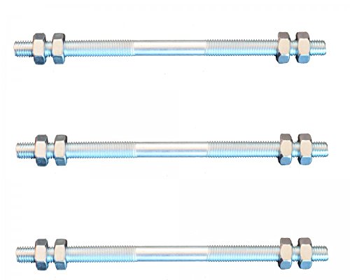 FKAnhängerteile 3 Stück Gewindestange M6 Rechts - Links Gewinde 160 mm + 12 Muttern von FKAnhängerteile