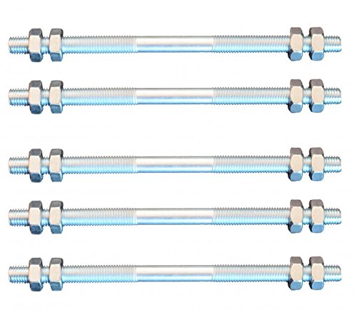 FKAnhängerteile 5 Stück Gewindestange M8 Rechts - Links Gewinde 160 mm + 20 Muttern von FKAnhängerteile