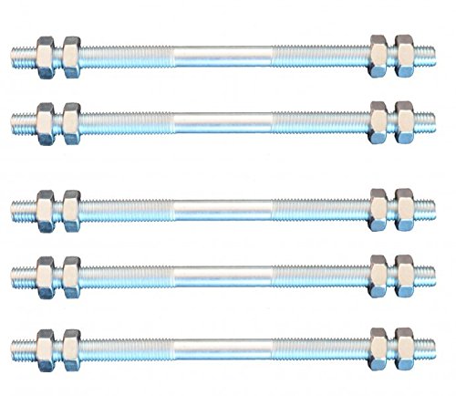 FKAnhängerteile 5 Stück Gewindestange M8 Rechts - Links Gewinde 300 mm + 20 Muttern von FKAnhängerteile