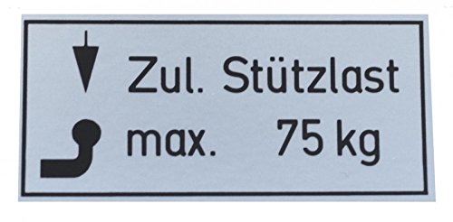 FKAnhängerteile 5 Stück PKW Stützlast Aufkleber 75kg von FKAnhängerteile