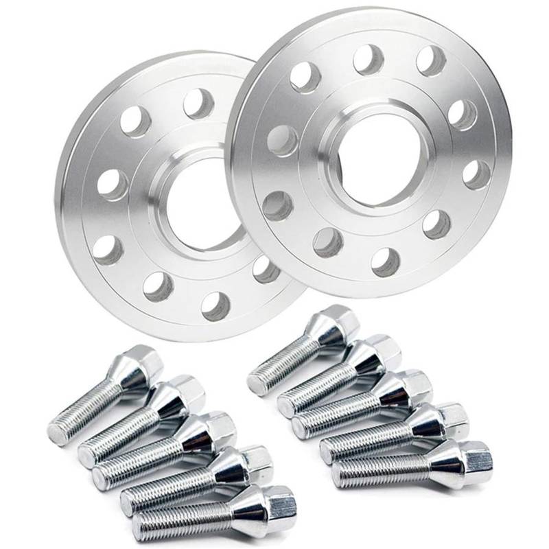 Langlebiges Zubehör 2PCS 15mm Auto Rad Spacer Geschmiedete Aluminium Distanzscheiben Reifen Nabe Spacer Distanzscheiben Für A1 A2 A3 A4 A6 (C4 C5 C6) A8 (4E) TT(Silver 40mmcone bolt) von FKHBZM