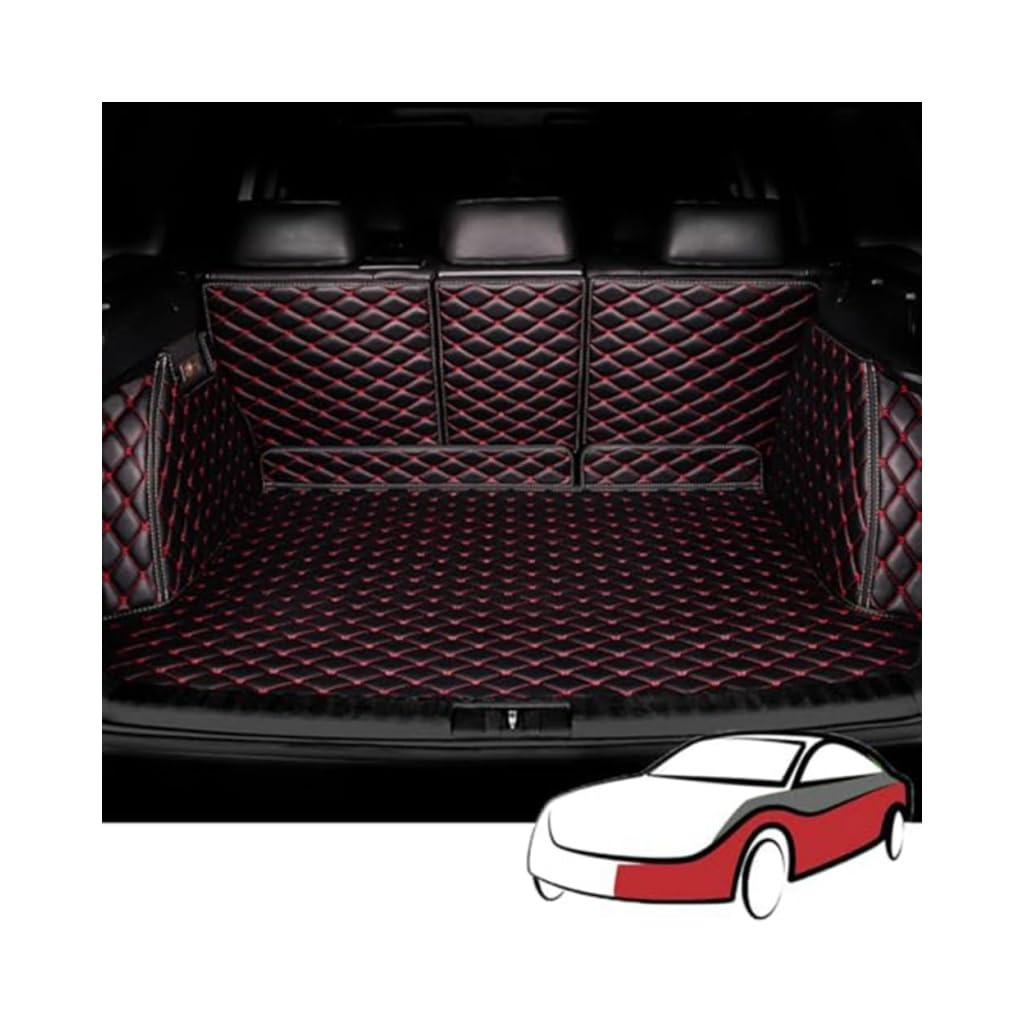 Auto Kofferraummatte für Benz GLE SUV W166 (5-seat) 2015–2018,Vollständige Abdeckung Leder Kofferraumwanne Schutzmatte Wasserdicht rutschfest Autozubehör,A-Blackred von FKLJRRD