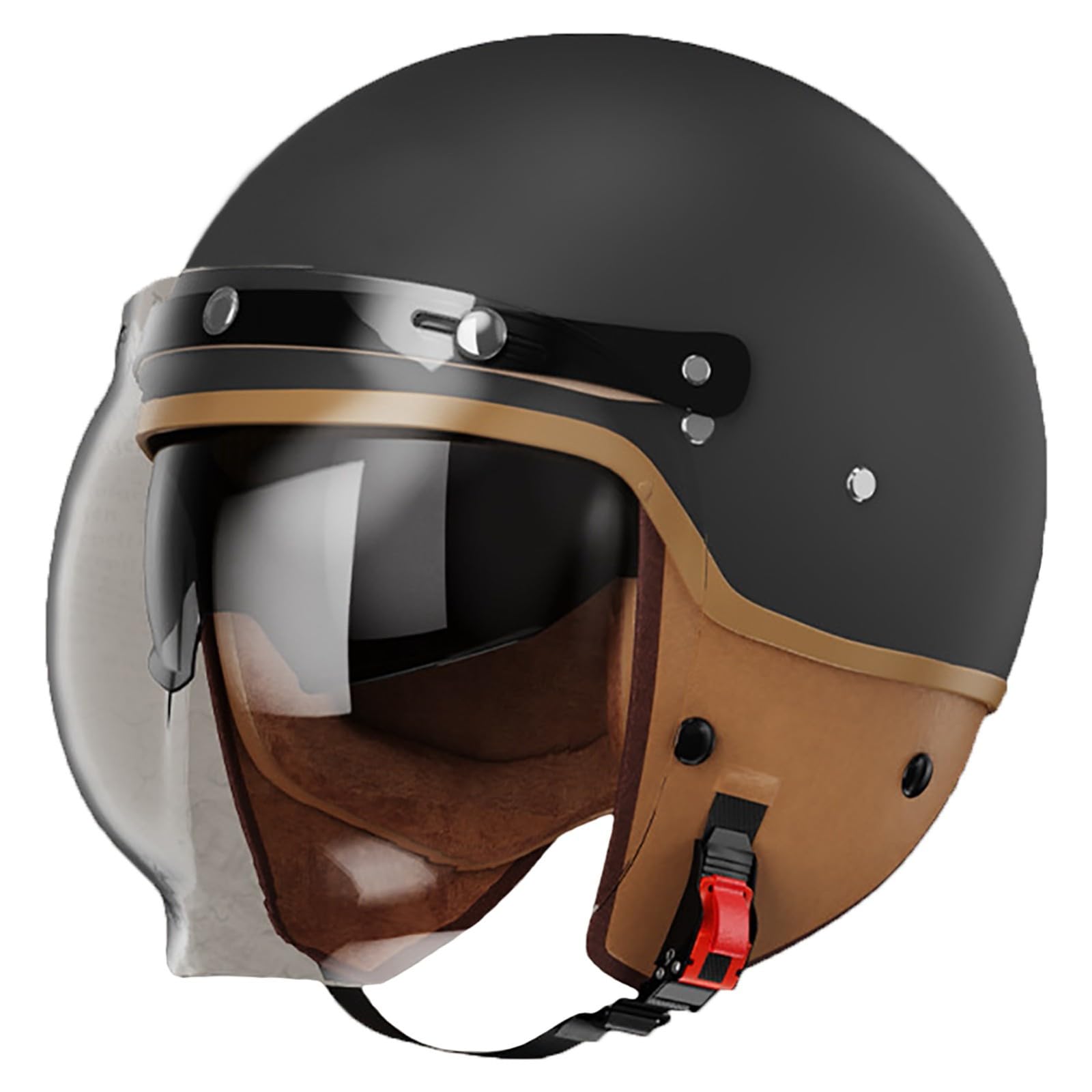 3/4 Motorrad-Jet-Helm, Offenes Gesicht, Roller-Helm, Motocross-Helme Mit Antibeschlag-Visier, ECE 22–06 Zugelassene Motorradhelme Für Männer, Erwachsene, Frauen B,M/{57~58cm} von FKPYVKUJ