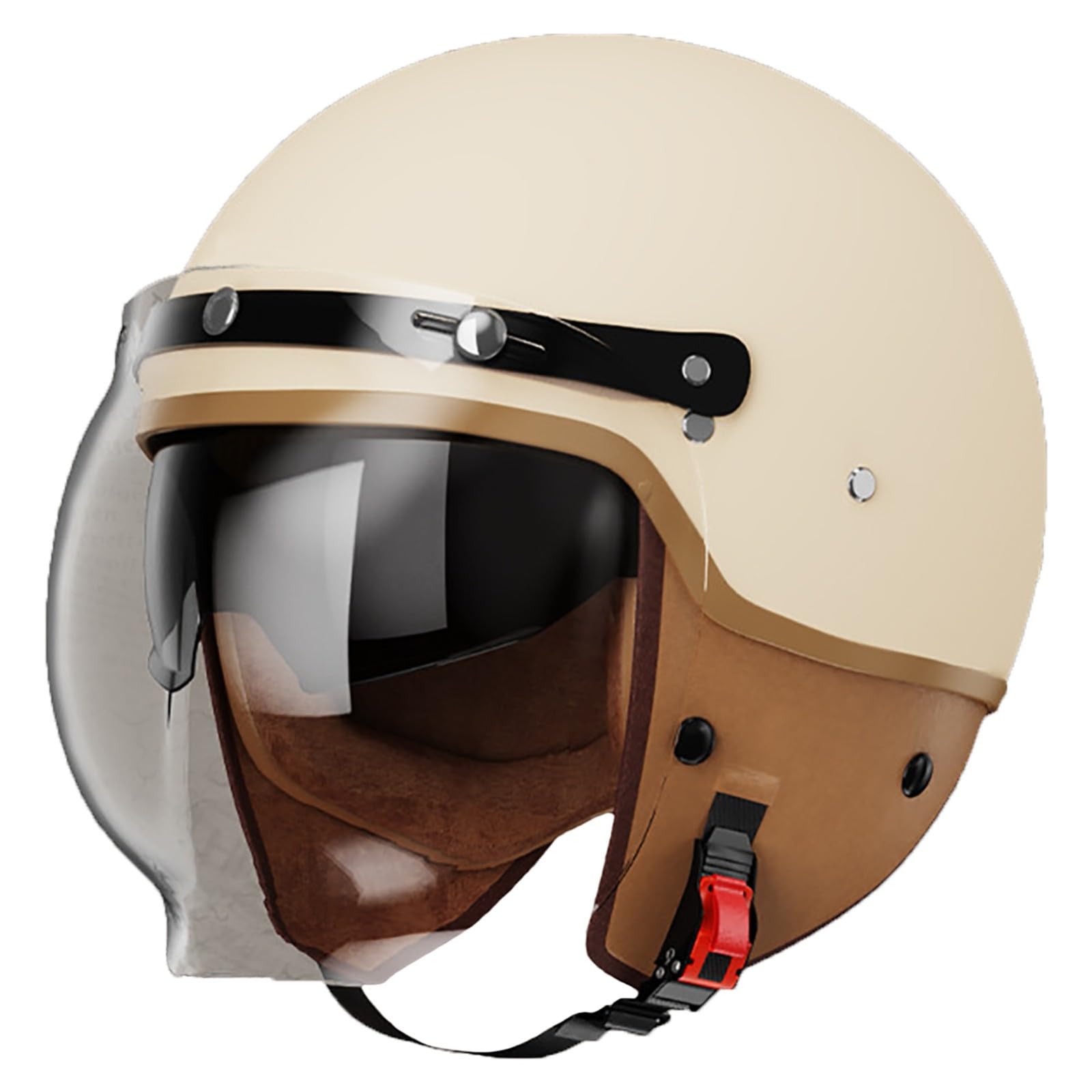 3/4 Motorrad-Jet-Helm, Offenes Gesicht, Roller-Helm, Motocross-Helme Mit Antibeschlag-Visier, ECE 22–06 Zugelassene Motorradhelme Für Männer, Erwachsene, Frauen C,M/{57~58cm} von FKPYVKUJ