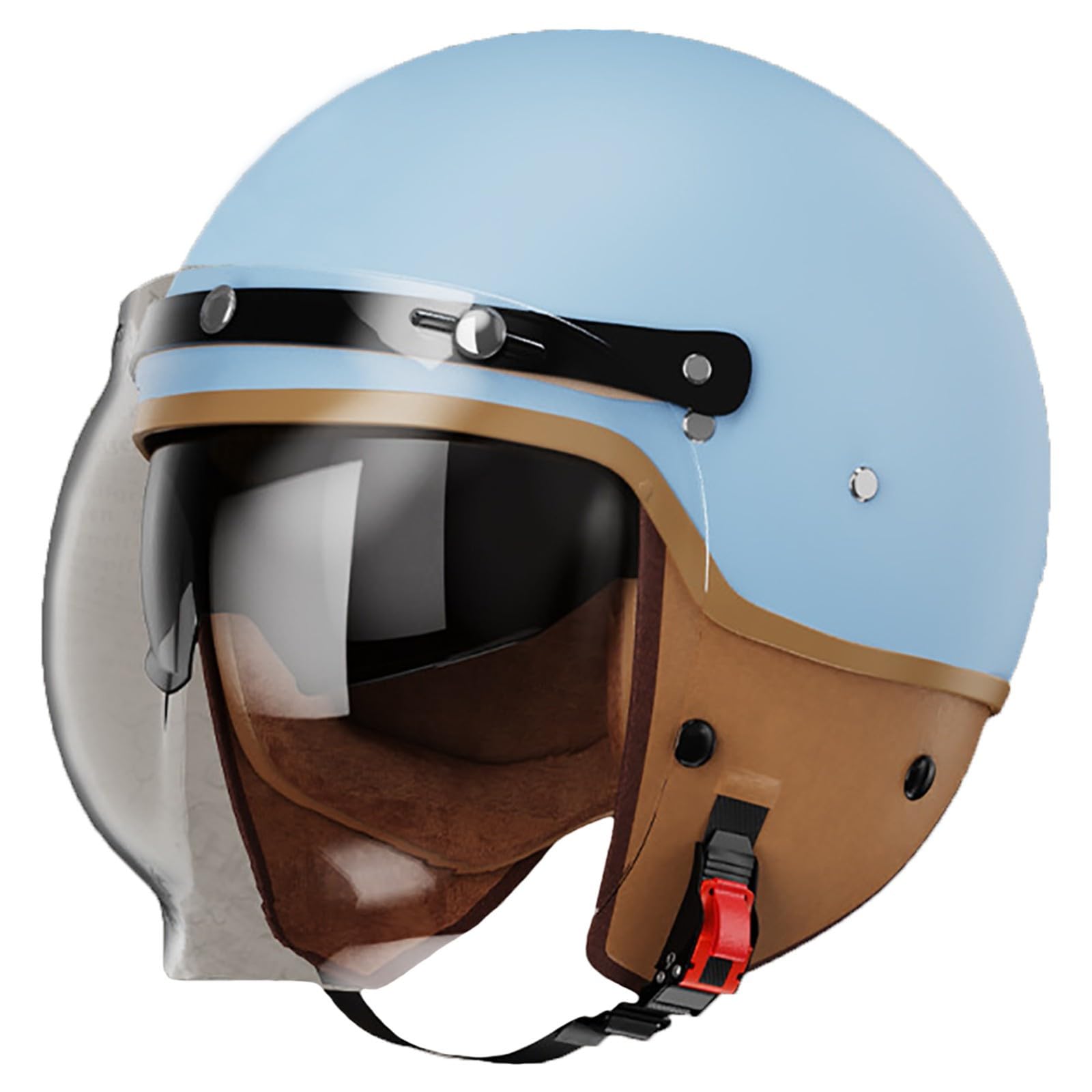 3/4 Motorrad-Jet-Helm, Offenes Gesicht, Roller-Helm, Motocross-Helme Mit Antibeschlag-Visier, ECE 22–06 Zugelassene Motorradhelme Für Männer, Erwachsene, Frauen D,XXL/{63~64cm} von FKPYVKUJ