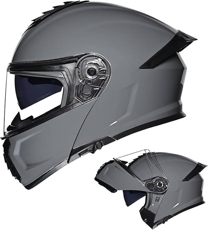 Integral-Motorradhelm Klapphelm Mit Doppelter Sonnenblende DOT-Zertifiziertes Racing-Motorradhelm Geeignet Für Erwachsene Männer Und Frauen H, L=(57~58CM) von FKPYVKUJ