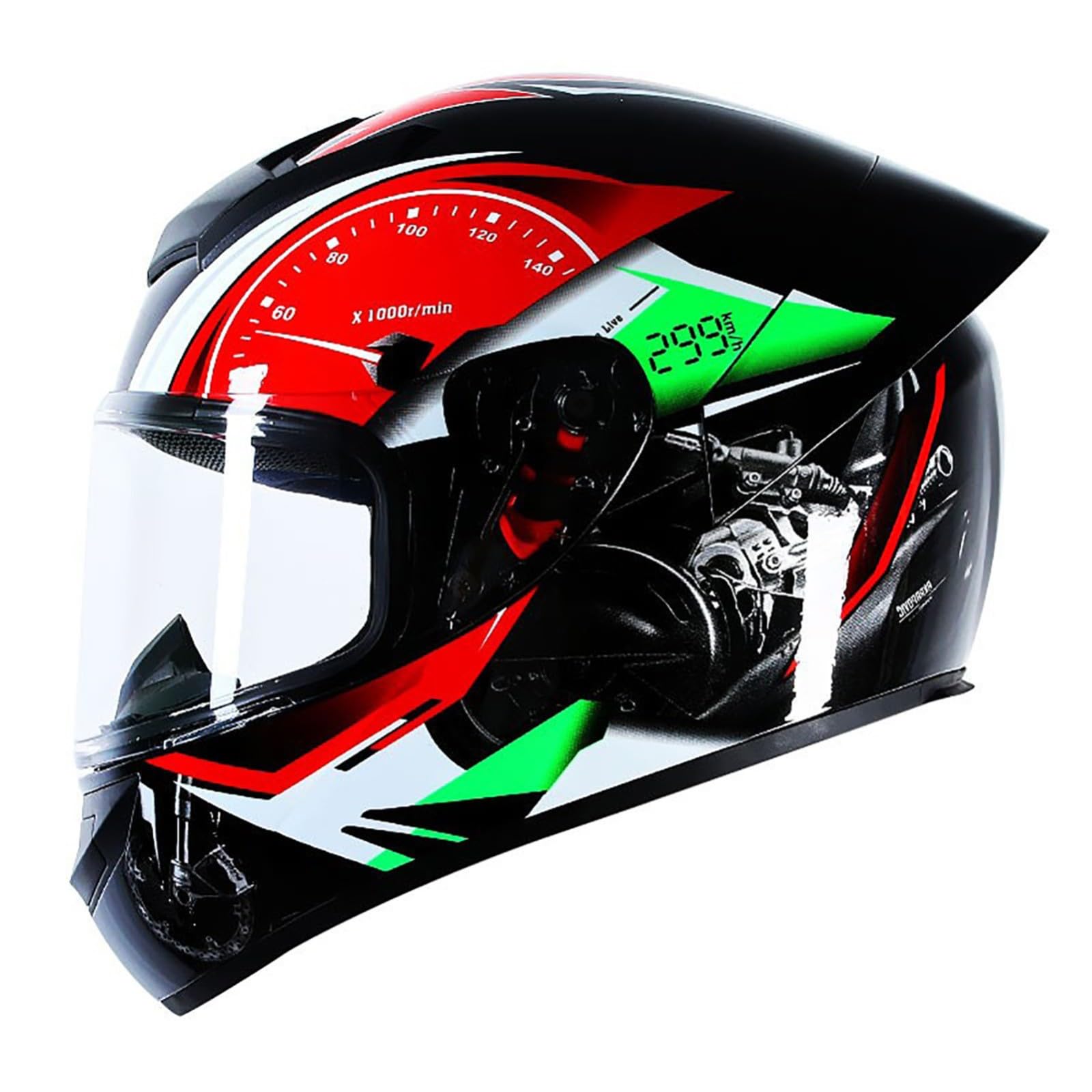 Integralhelm Für Motorradfahrer, Integralhelm Für Motorradfahrer Und Erwachsene, Unisex, ECE-Geprüft, Für Motorrad, Moped, Straßenrad, Rennhelm A, L(58~60CM) von FKPYVKUJ