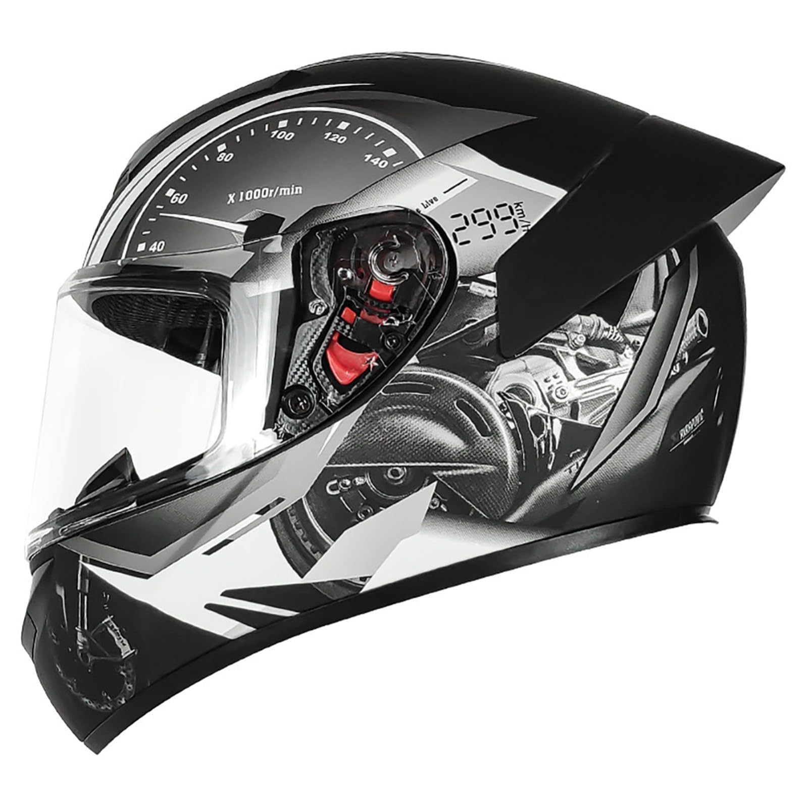 Integralhelm Für Motorradfahrer, Integralhelm Für Motorradfahrer Und Erwachsene, Unisex, ECE-Geprüft, Für Motorrad, Moped, Straßenrad, Rennhelm B, L(58~60CM) von FKPYVKUJ