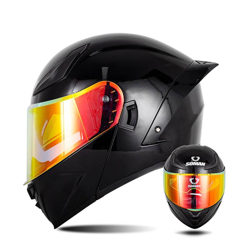 Integralhelm Mit Klappmechanismus Für Motorrad, Modularer Helm, Integriertes Motorrad-Doppelvisier Für Erwachsene, Männer Und Frauen, Moped-Straßenrennen, DOT-Geprüft G,XL/{61~62cm} von FKPYVKUJ