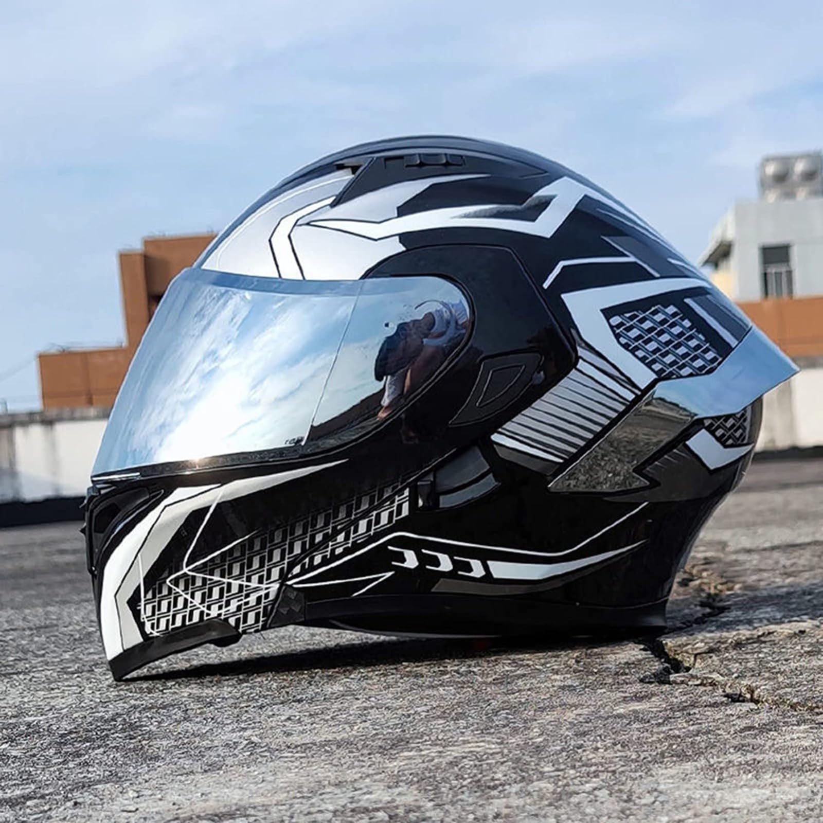 Integralhelme Für Motorradfahrer Für Erwachsene,Männer Und Frauen,ECE-Geprüfter Rennhelm Für Straßenmotorräder Mit Integriertem Visier,Motorradhelm Für Erwachsene C,M/{57~58cm} von FKPYVKUJ