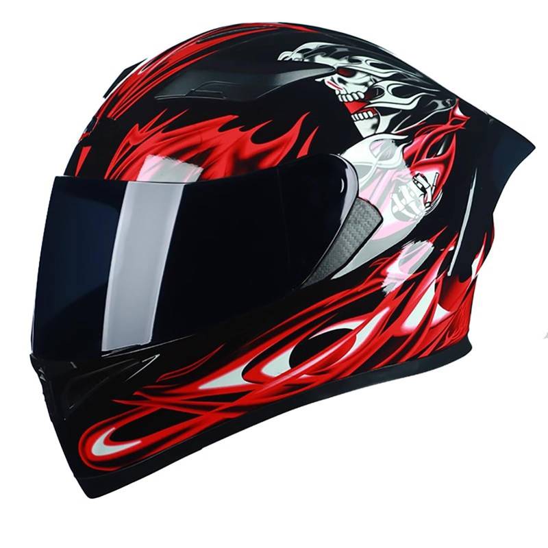 Modularer Integral-Motorrad-Klapphelm Mit Integriertem Doppelvisier Für Erwachsene, Herren Und Damen, Straßenrennhelm, DOT 2206-Zugelassener Straßenrenn-Motocross-Helm D,L=58~59CM von FKPYVKUJ