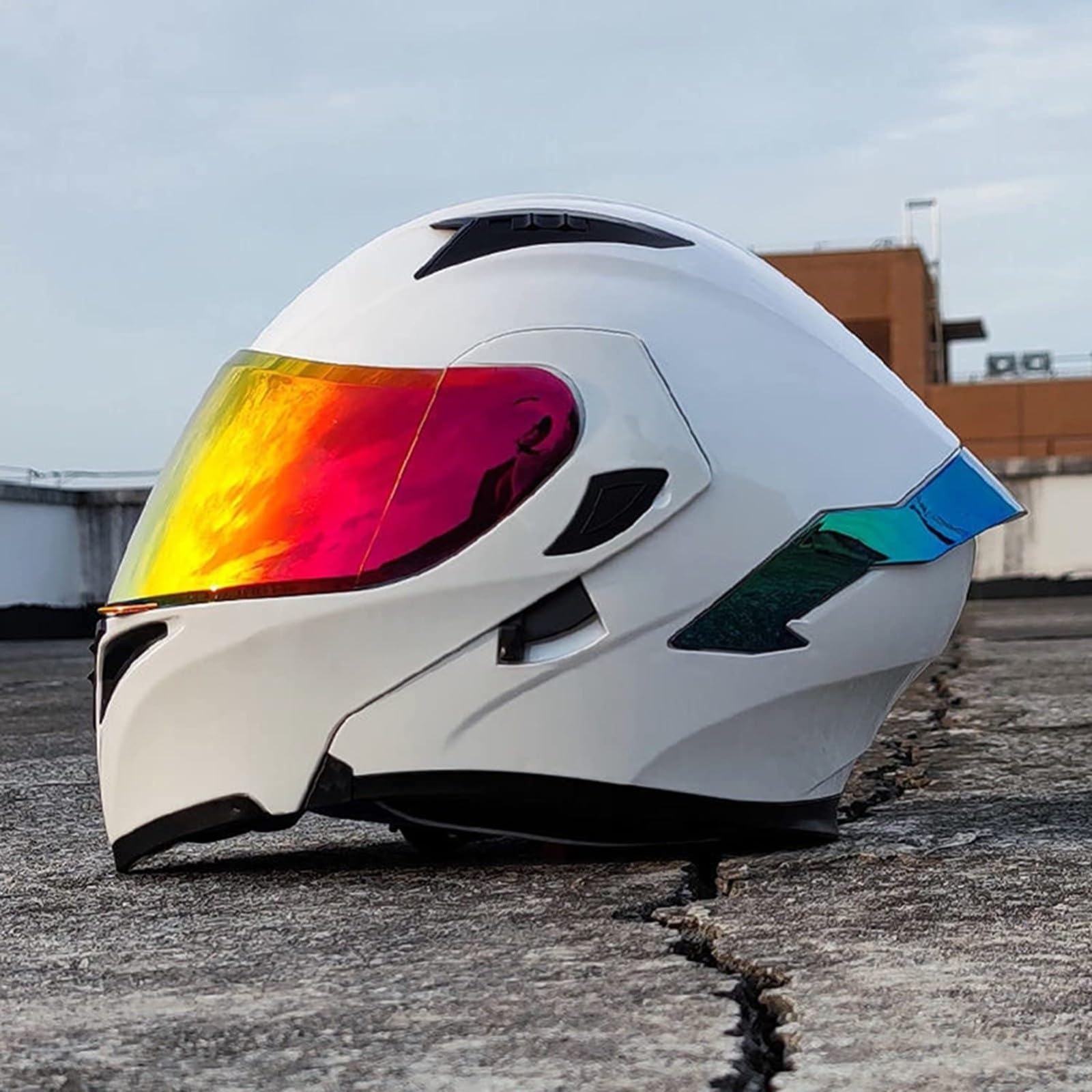 Modularhelme Offener Integralhelm für Motorradfahrer, Unisex, Erwachsene, Roller, Straßenmotorräder, Cruiser, ECE-geprüfte Schneemobilhelme A,M/{57~58cm} von FKPYVKUJ