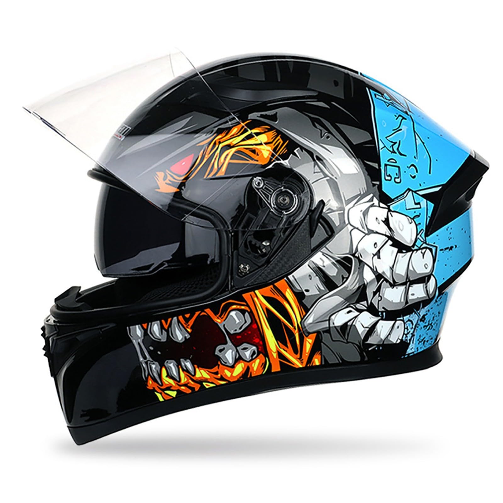 Motorradhelme ECE-Geprüfter Integralhelm Mit Hochklappbarem Doppelvisier, Helme Für Erwachsene, Motorräder, Männer Und Frauen, Helme Für Straßenroller, ATV, E-Bike A,M/{55~56cm} von FKPYVKUJ