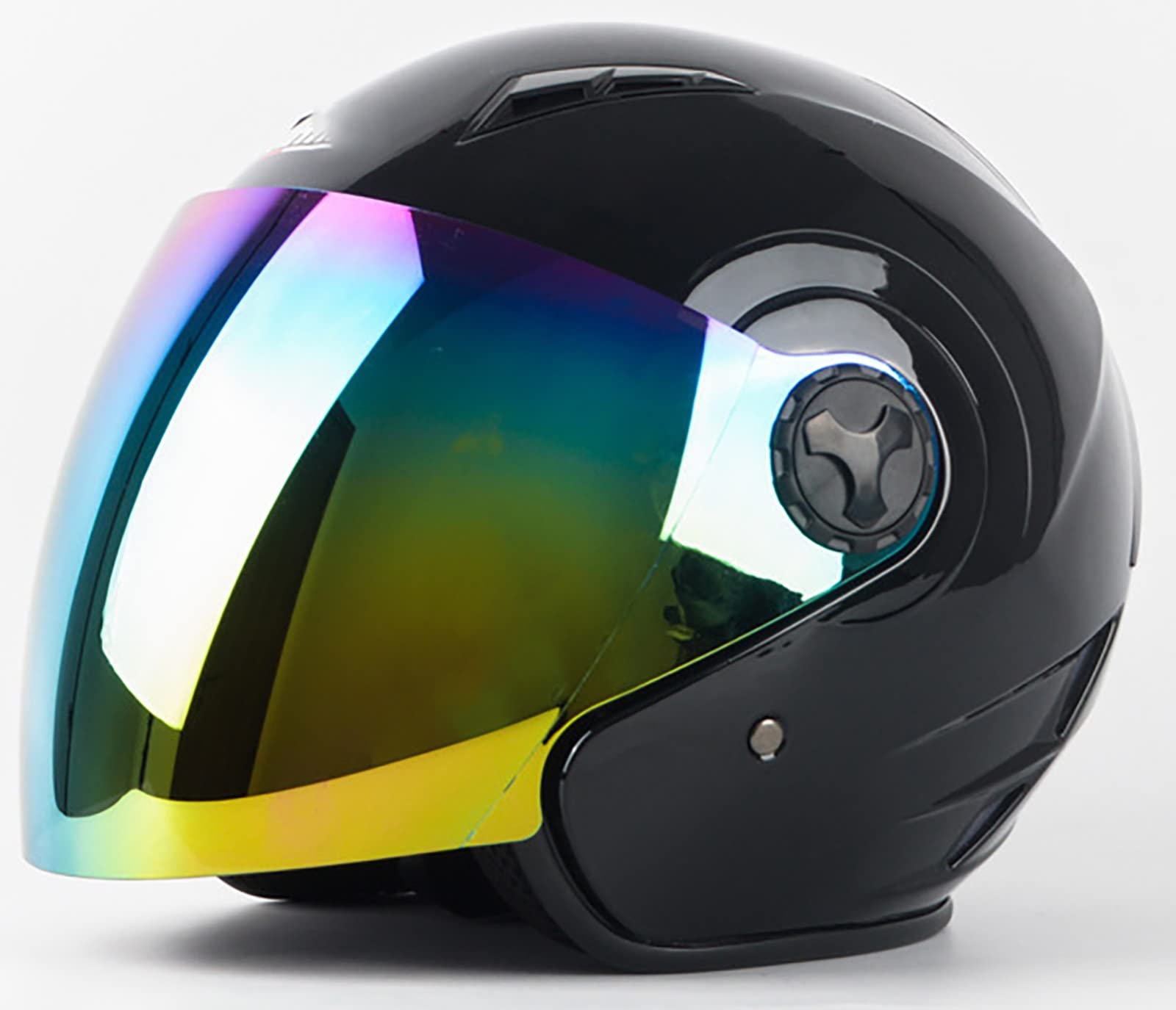 Sommer-Vespa-Motorrad-Open-Face-Helm Für Erwachsene, DOT-Geprüfter 3/4-Open-Face-Helm Mit Doppelvisier, Herren- Und Damen-Motorradhelm G,L/{59~60cm} von FKPYVKUJ