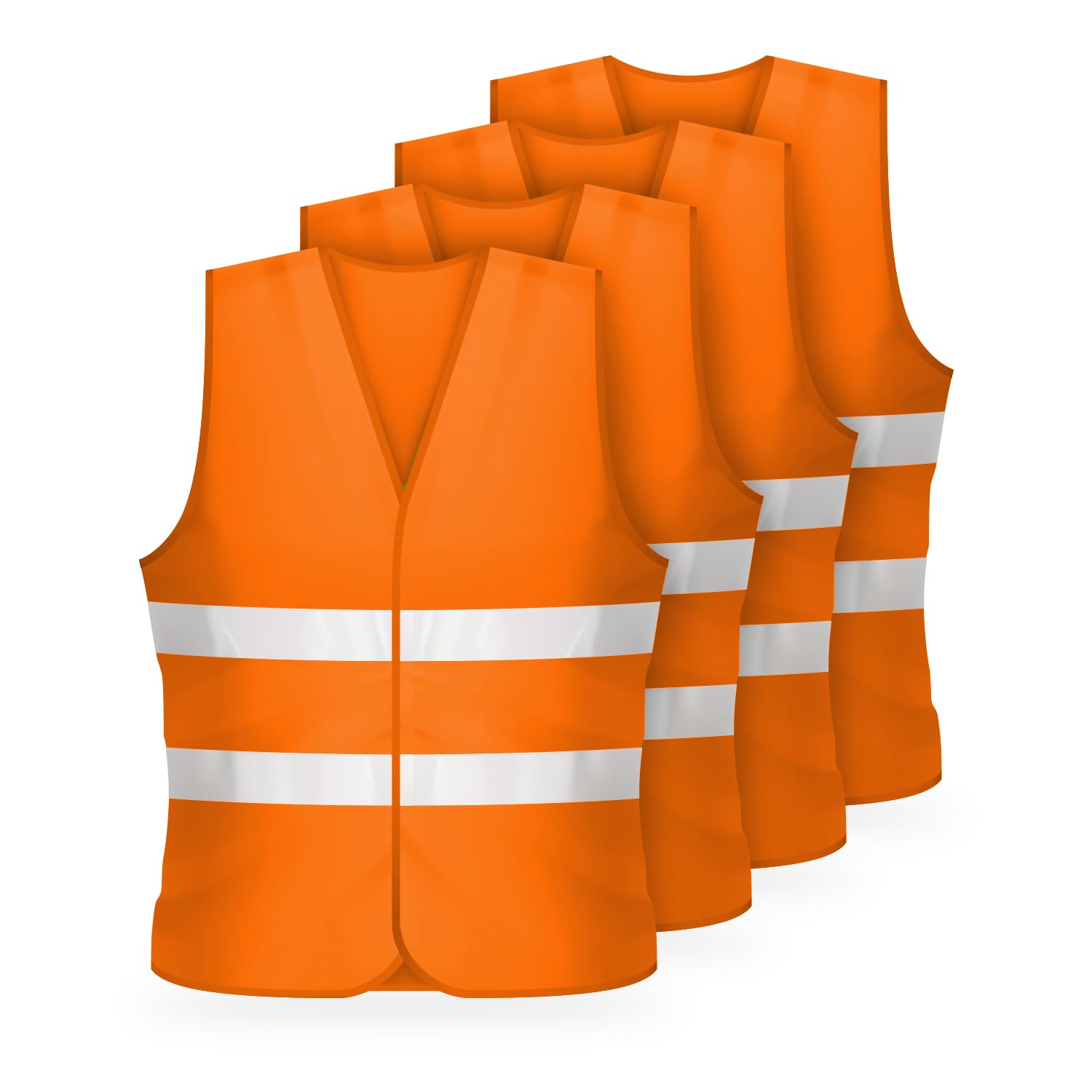 FLEXEO Warnwesten nach EN ISO 20471 - Auto - KFZ - Sicherheitsweste - Warnschutzweste - Warnweste - gelb - high Visibility Vest - Erwachsene - Sicherheits Set (4 Stück, Orange) von FLEXEO