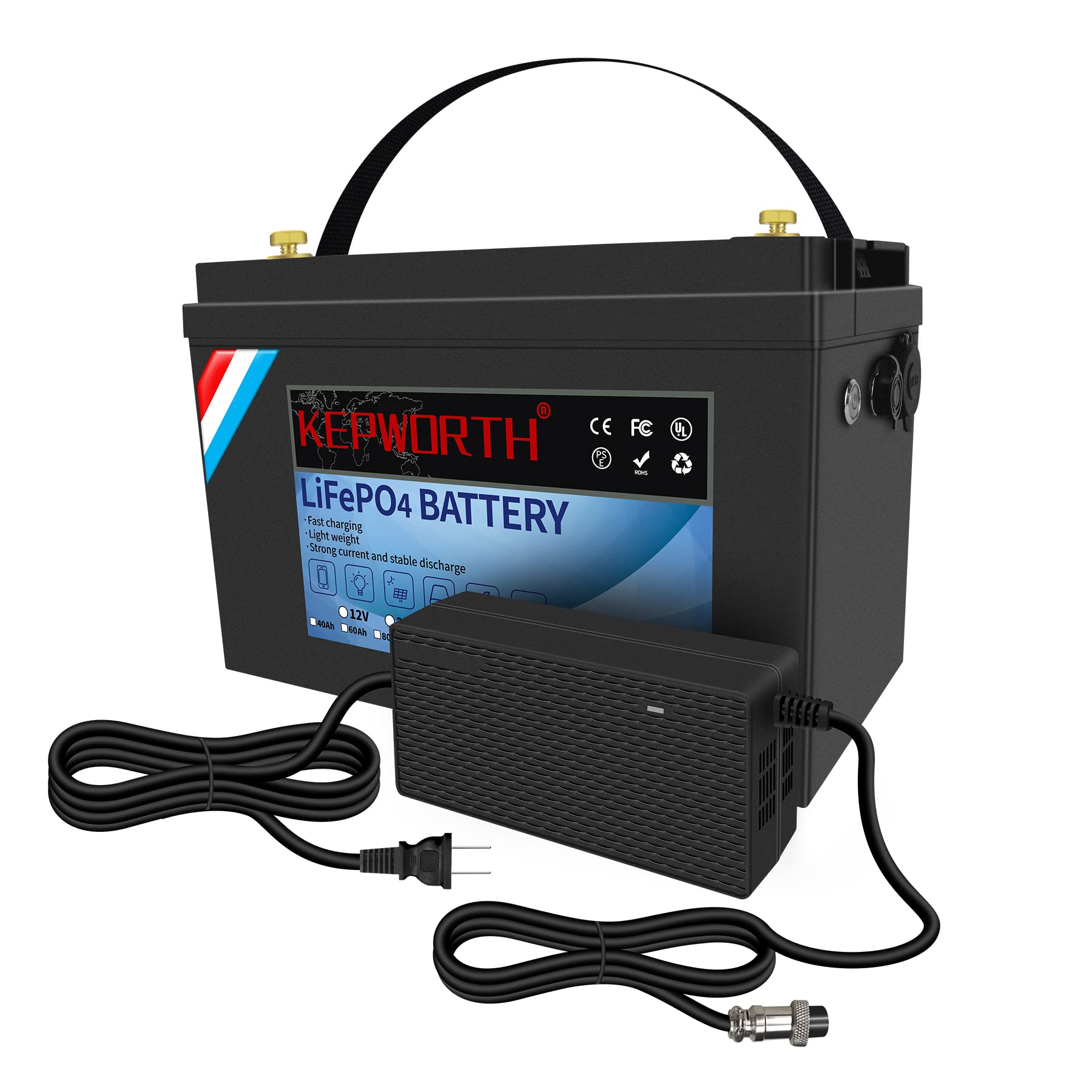 Lithium Batterie 12V 120Ah LiFePO4 Akku, wiederaufladbare 4000+ Deep Cycle Lithium-ionen batterien mit BMS, geringe Selbstentladung, für wohnmobil,solarspeicher, Camping von FLLEEYPOWER