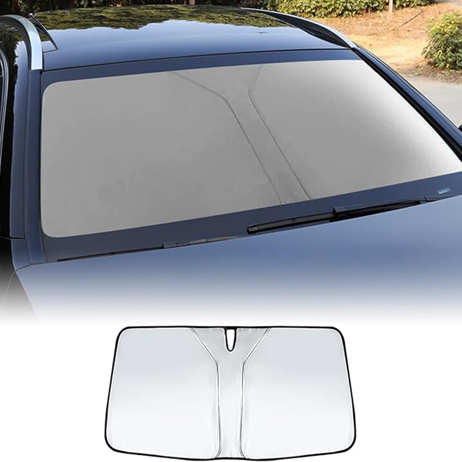 Auto-Windschutzscheiben-Sonnenschutz für BMW Series 5 G30 2016-2021, doppellagiger Auto-Frontscheiben-Sonnenschutz, UV-Schutz, faltbar,B White von FLLFC