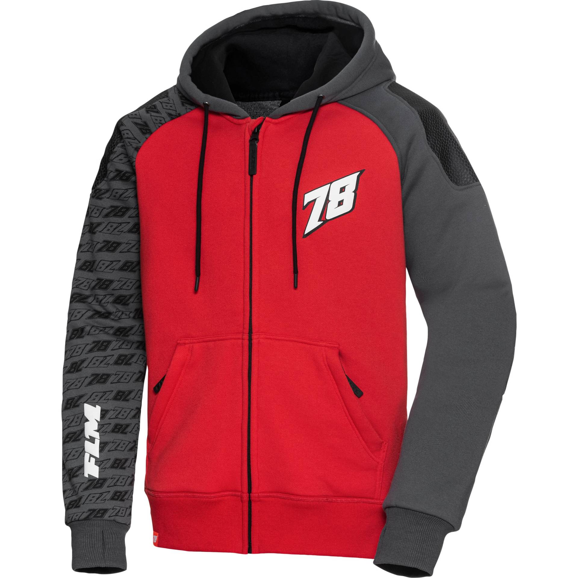 FLM Drift Sport Hoodie mit Protektoren rot/grau L von FLM