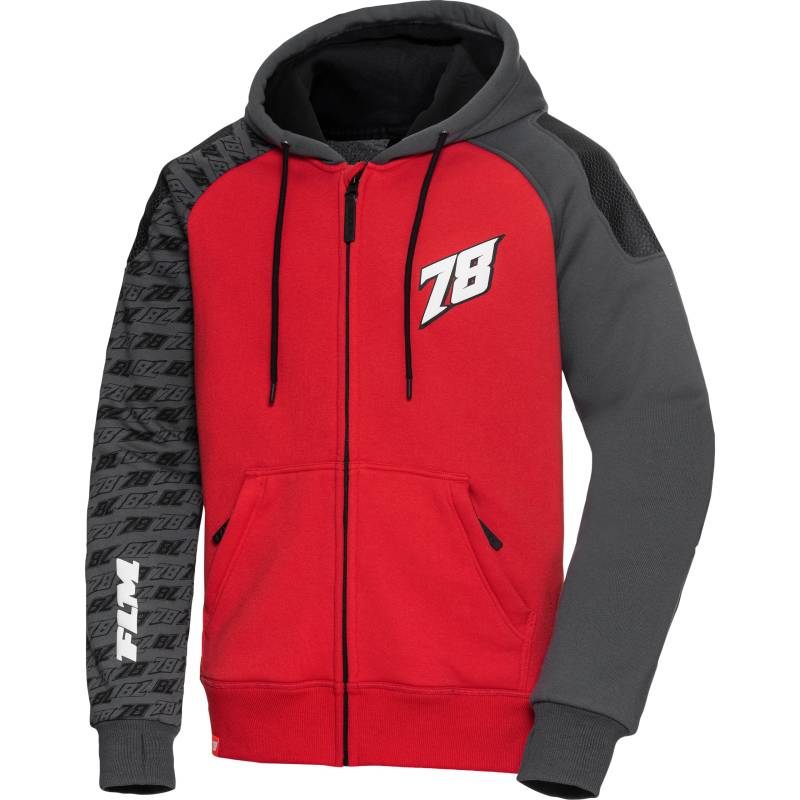 FLM Drift Sport Hoodie mit Protektoren rot/grau M von FLM