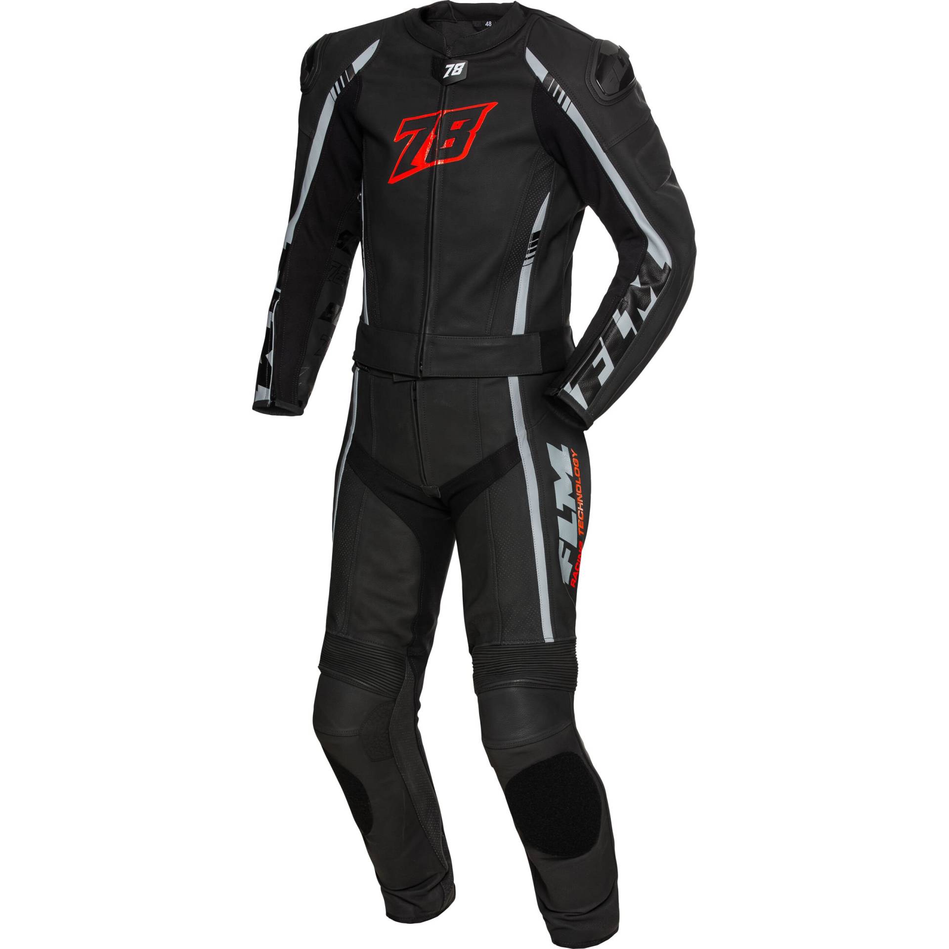 FLM Sports Lederkombi Assen 2-tlg. schwarz/rot 50 Herren von FLM