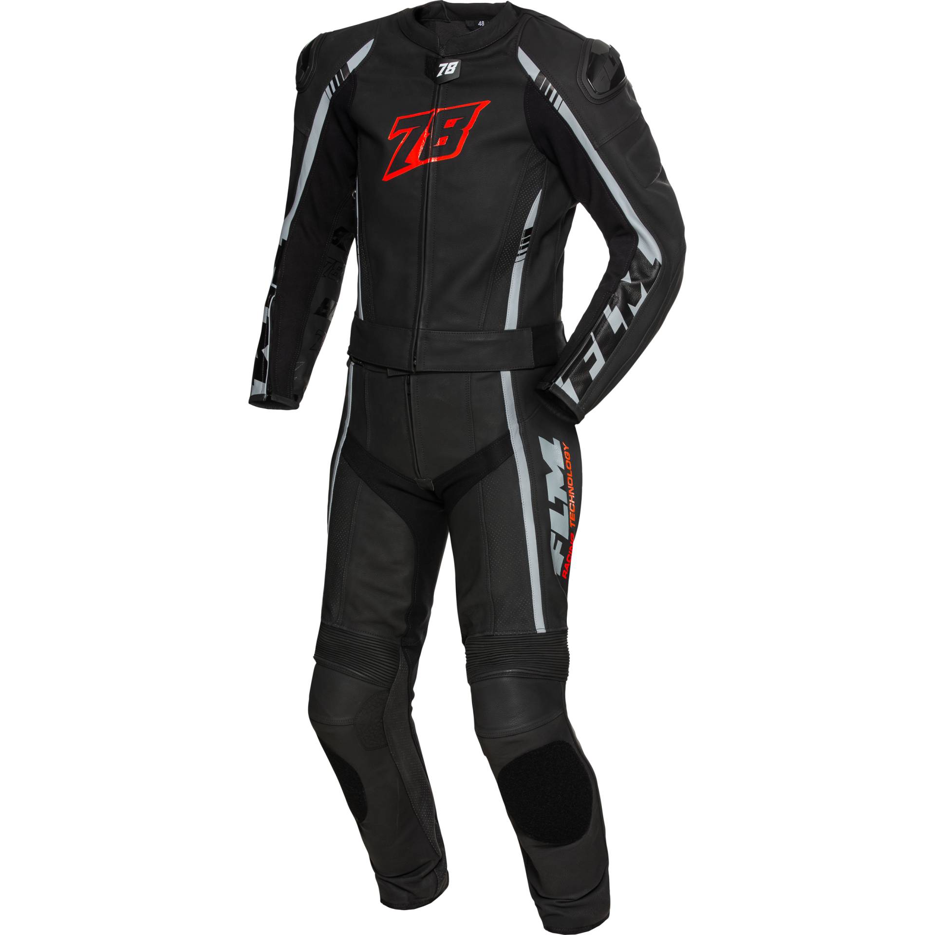 FLM Sports Lederkombi Assen 2-tlg. schwarz/rot 52 Herren von FLM