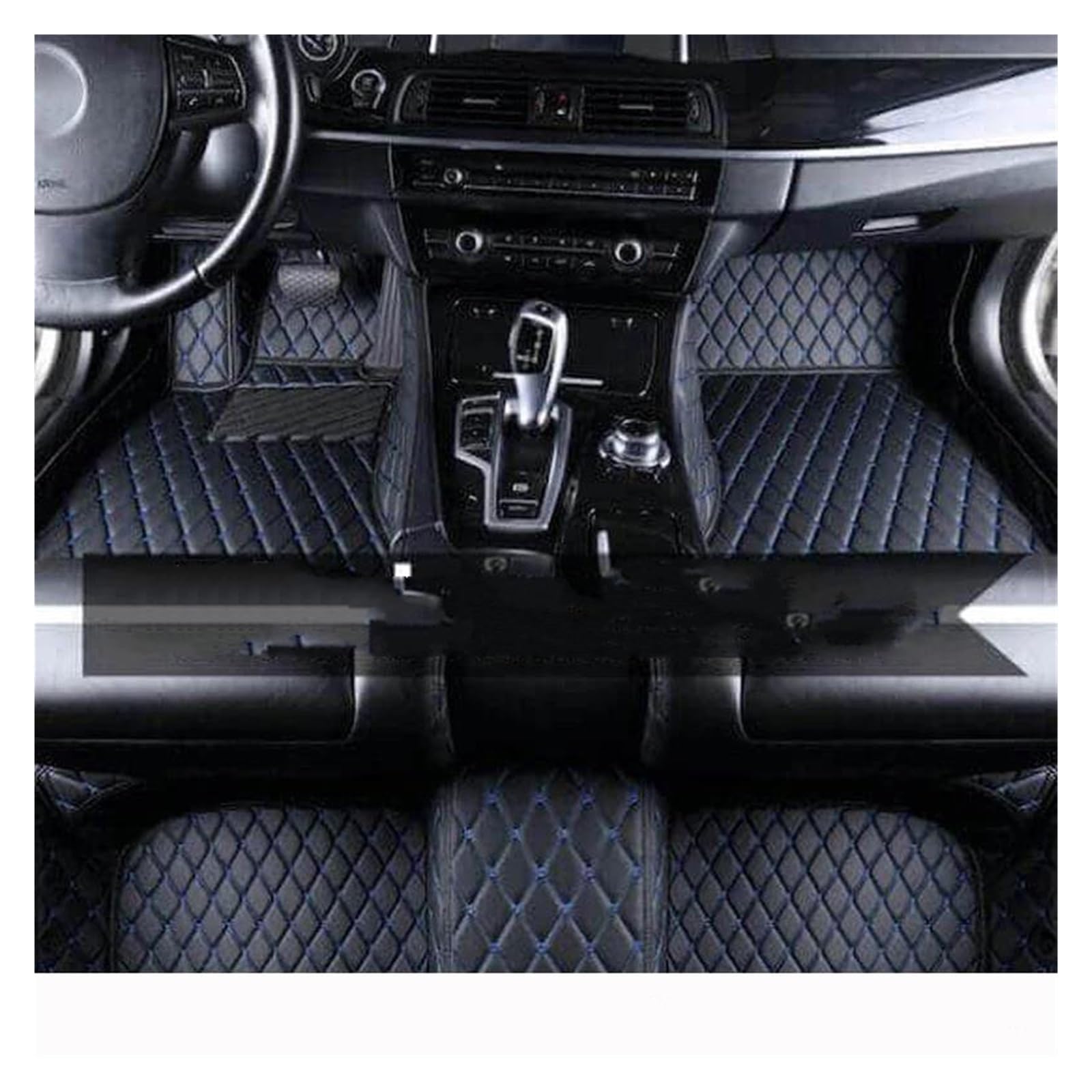 Auto Fußmatten Auto-Fußmatten Für Toyota Für Prius Für XW50 MK4 2016-2019 2020 2021 2022 Teppiche Luxus-Ledermatten Teppiche Autozubehör rutschfeste Fussmatten(Schwarz Blau) von FLORENTER