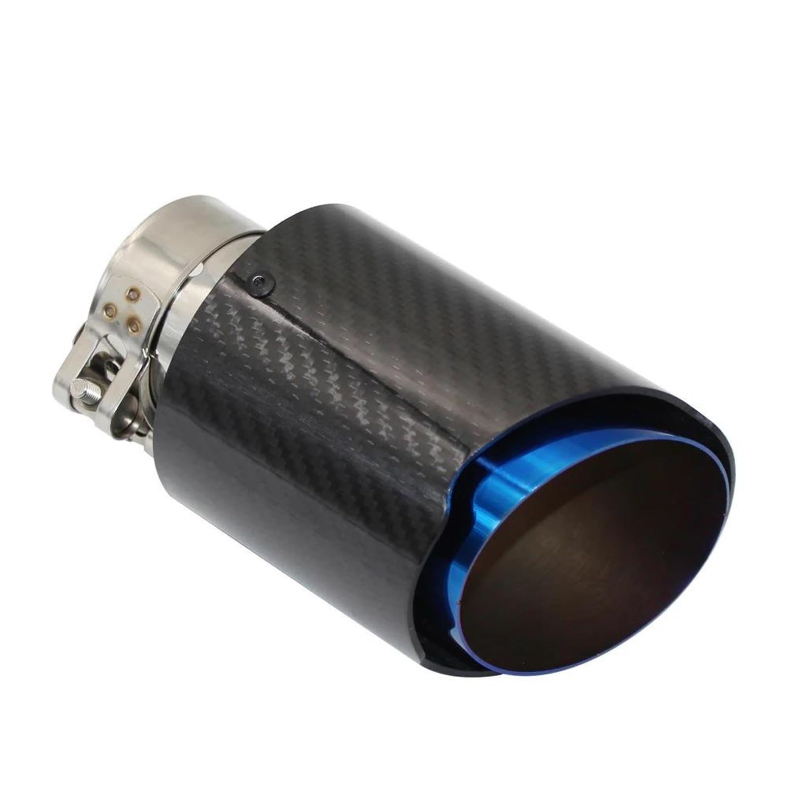 Endrohre Auto Glänzend Carbon Fiber Schalldämpfer Spitze Auspuffrohr Schalldämpfer Düse Universal Gerade Edelstahl Blau Auto Endrohre(60mm-101mm) von FLORENTER