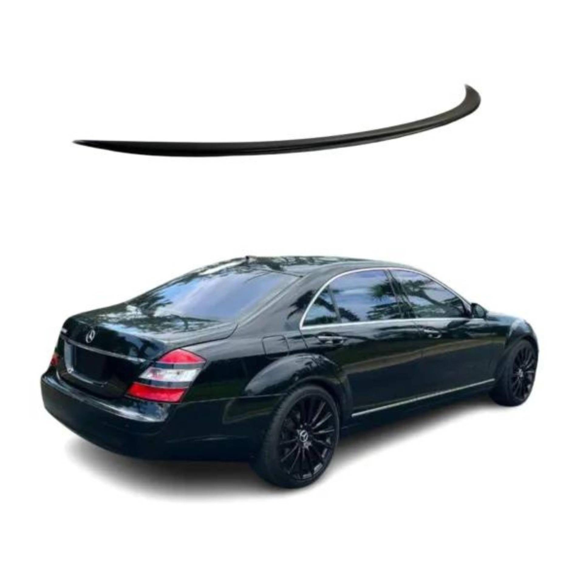 Heckspoiler Spoilerlippe für Mercedes-Benz S-Klasse W221 Slim Design Schwarz Glanz von FLY DESIGN