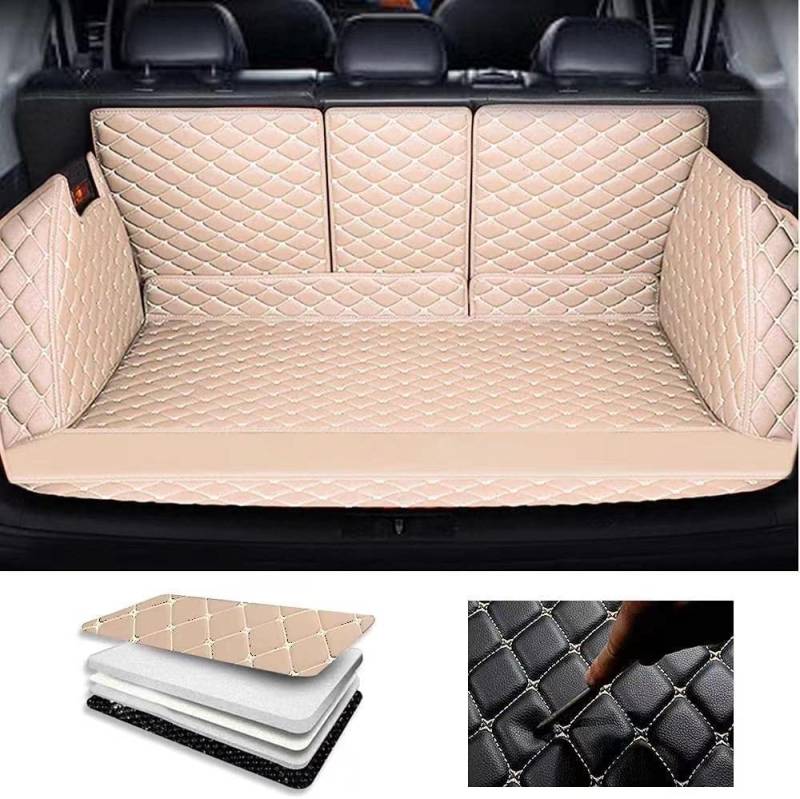 All Inclusive Kofferraummatte für Volkswagen VW Tiguan 2017-2022 2023, Kratzfest und verschleißfest Kofferraum Schutzmatte Cargo Liner Tray Zubehö,HBeige von FLYUFO