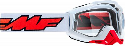 FMF Goggles PowerBomb, Crossbrille - Weiß/Neon-Rot Klar von FMF Goggles