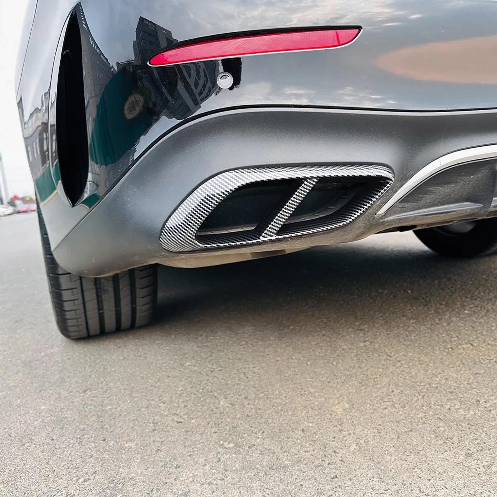 2 stücke Auto Hinten Dual Auspuff Schalldämpfer Endrohr Dekorative Rahmen Für Mercedes-Benz E-Klasse W214 E260 300 AMG 2024 +,C Carbon Look von FMPFC