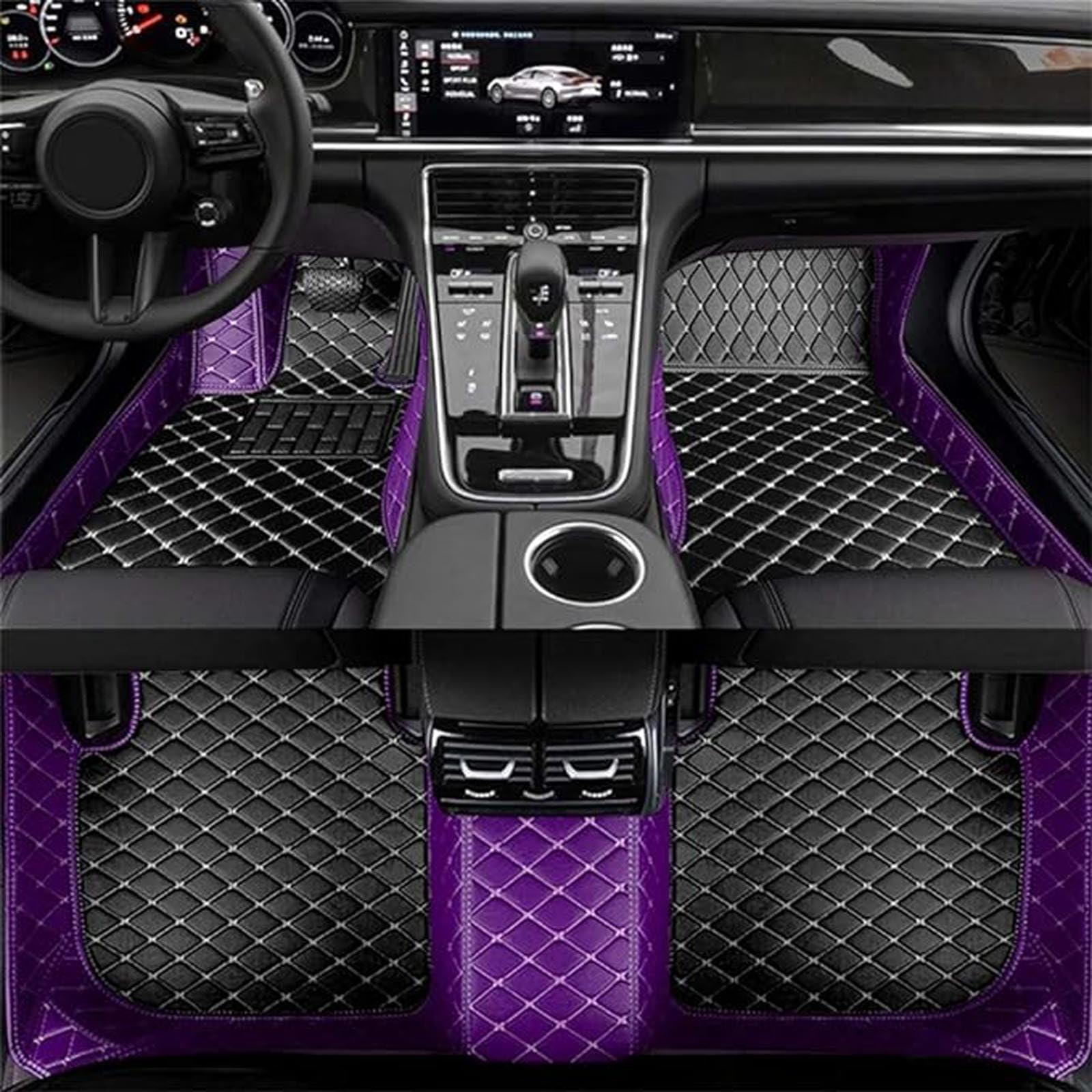 Leder-Auto-Fußmatten für Infiniti JX35 2011 2012 2013, vollflächige Fußpolster, staubdicht, Kratzfest, rutschfest, Auto-Teppichbezug,G Purple von FMPFC