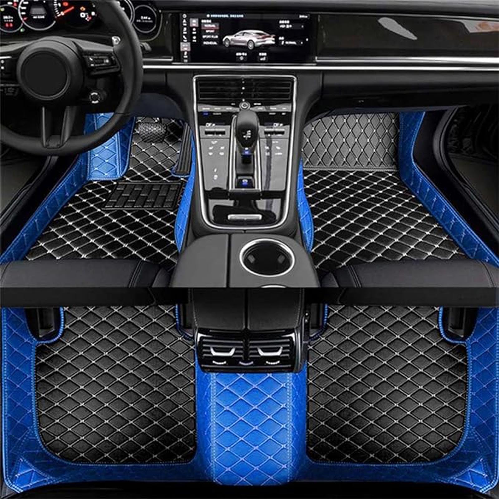 Leder-Auto-Fußmatten für Mazda CX-9 7 Seats 2020 2021 2022 2023, vollflächige Fußpolster, staubdicht, Kratzfest, rutschfest, Auto-Teppichbezug,B Blue von FMPFC