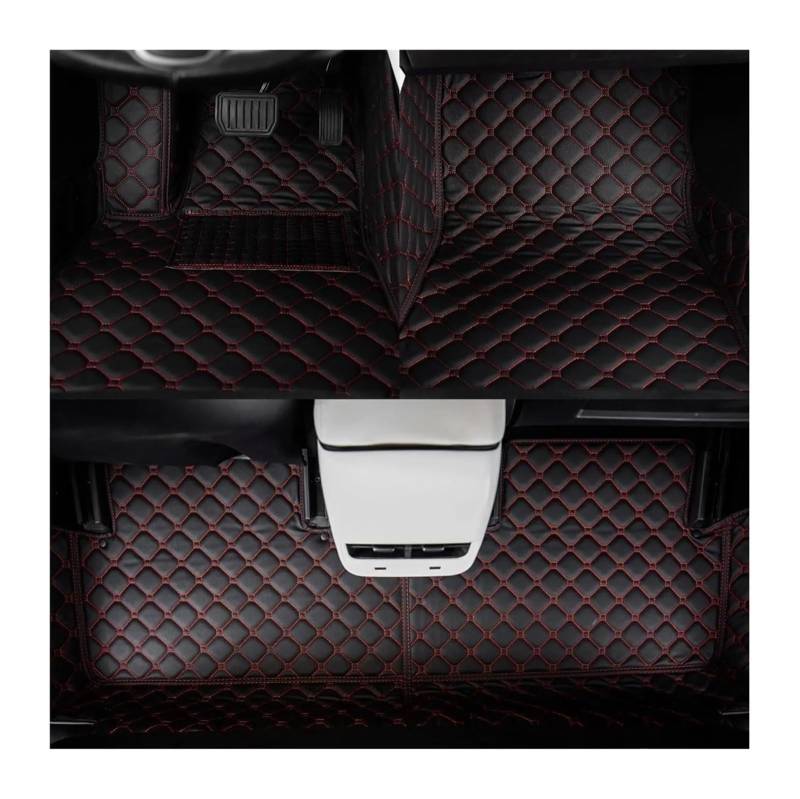 Autos Teppich Zubehör Satz Für Benz Für GL450 5 Sitze 2007-2012 Auto Matte Auto Fußmatten Auto Fußmatten Teppiche(Black-red) von FNCVTM