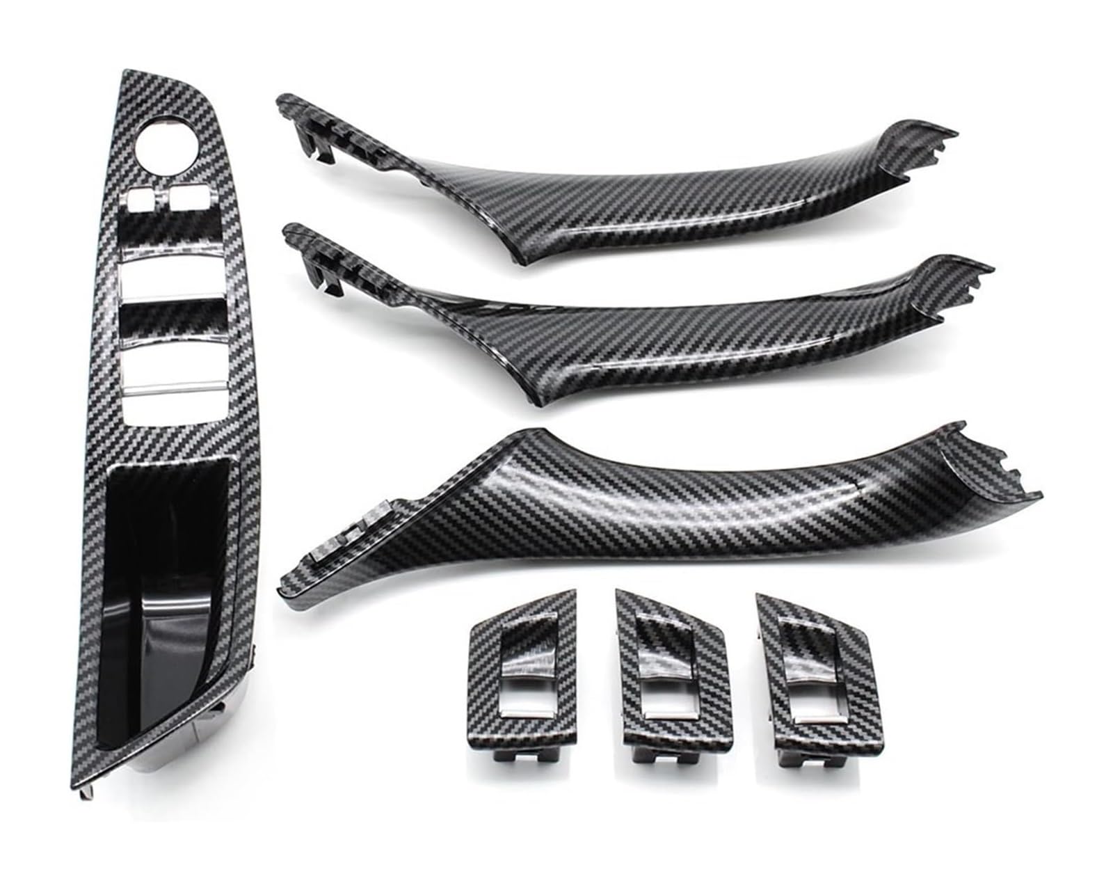 Beifahrer Türgriff Kit Für B&MW 5er F10 F18 523 525 528 2010-2017 Linkslenker LHD Auto-Innentürgriff 7-teiliges Set Zuggriffverkleidung(A Carbonfiber) von FNCVTM