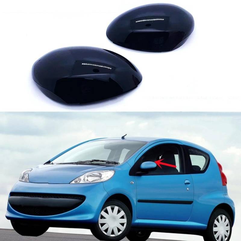 Auto Außenspiegelabdeckung Für Peugeot 107 2005 2006 2007 2008 2009 2010 2011 2012 2013 2014 Auto-Rückspiegelabdeckung Zierleiste Seitenspiegelkappe Rückspiegelabdeckung(Weiß glänzend) von FNERRMEVC