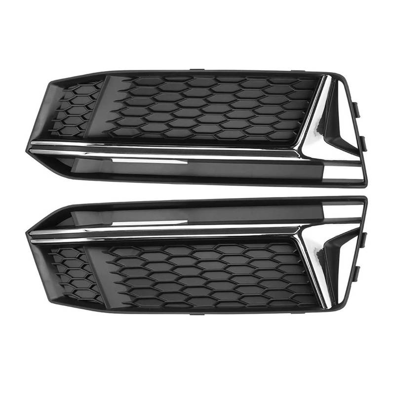 Auto-Frontgrill For A4 B9 S-Line S4 2016 2017 2018 Car Front Bumper Fog Lamp Cover Fog Light Trim Honeycomb Mesh Grille Frontstoßstangengrill(Chrom) von FNERRMEVC