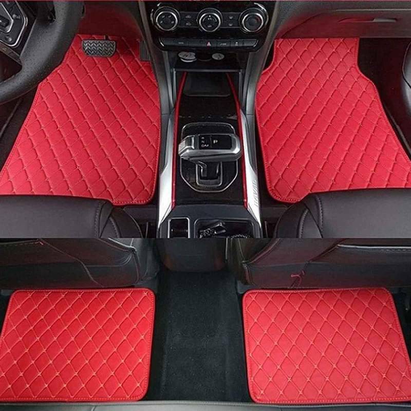 4 Stück Leder Auto Fussmatten Für Audi Q7 (7 Seats) 2016-2024, Nach Maß Allwetter Vorne Und Hinten Matte Teppich Set rutschfeste Schutz Autoteppich Innenzubehör,F/Red von FNUQKREF