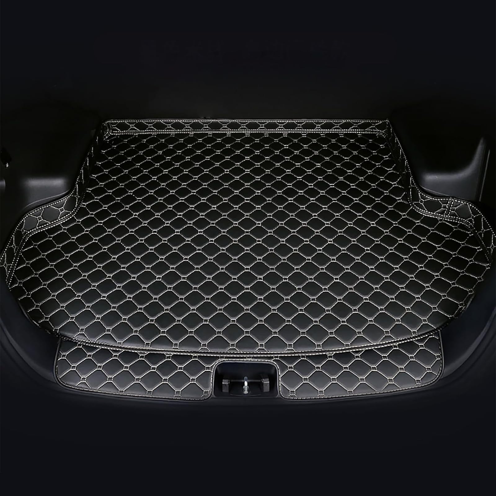 Auto Leder Kofferraummatten Für Audi Q3 8U 2011-2018, Wasserdicht rutschfest Kofferraumwanne Allwetter Cargo Teppich Schutzmatte Interieur Zubehör,B/Black-Beige von FNUQKREF
