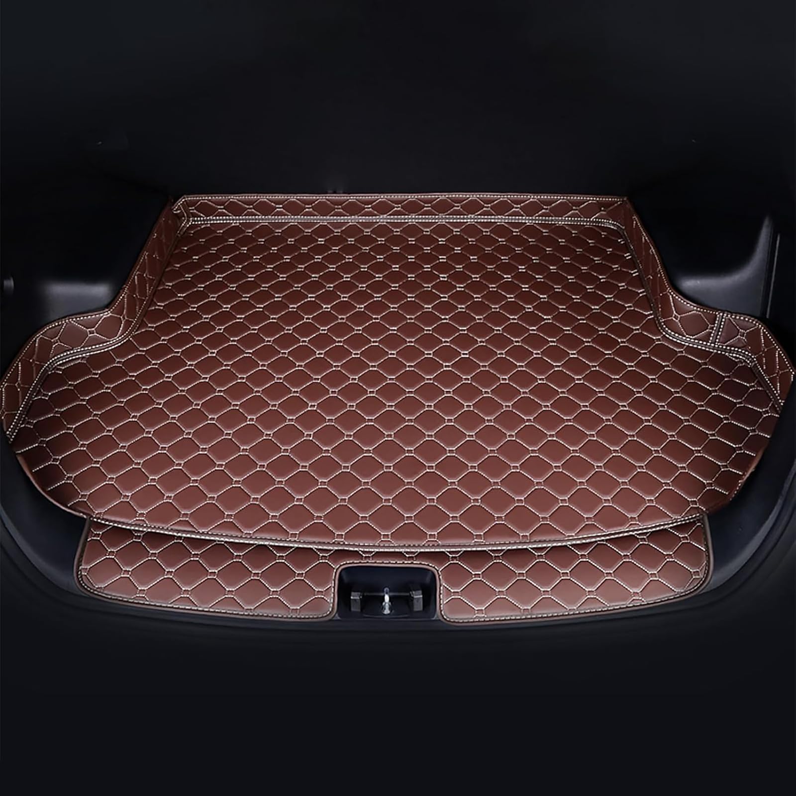 Auto Leder Kofferraummatten Für Audi Q7 4M (5-seat) 2015-2022, Wasserdicht rutschfest Kofferraumwanne Allwetter Cargo Teppich Schutzmatte Interieur Zubehör,D/Coffee von FNUQKREF