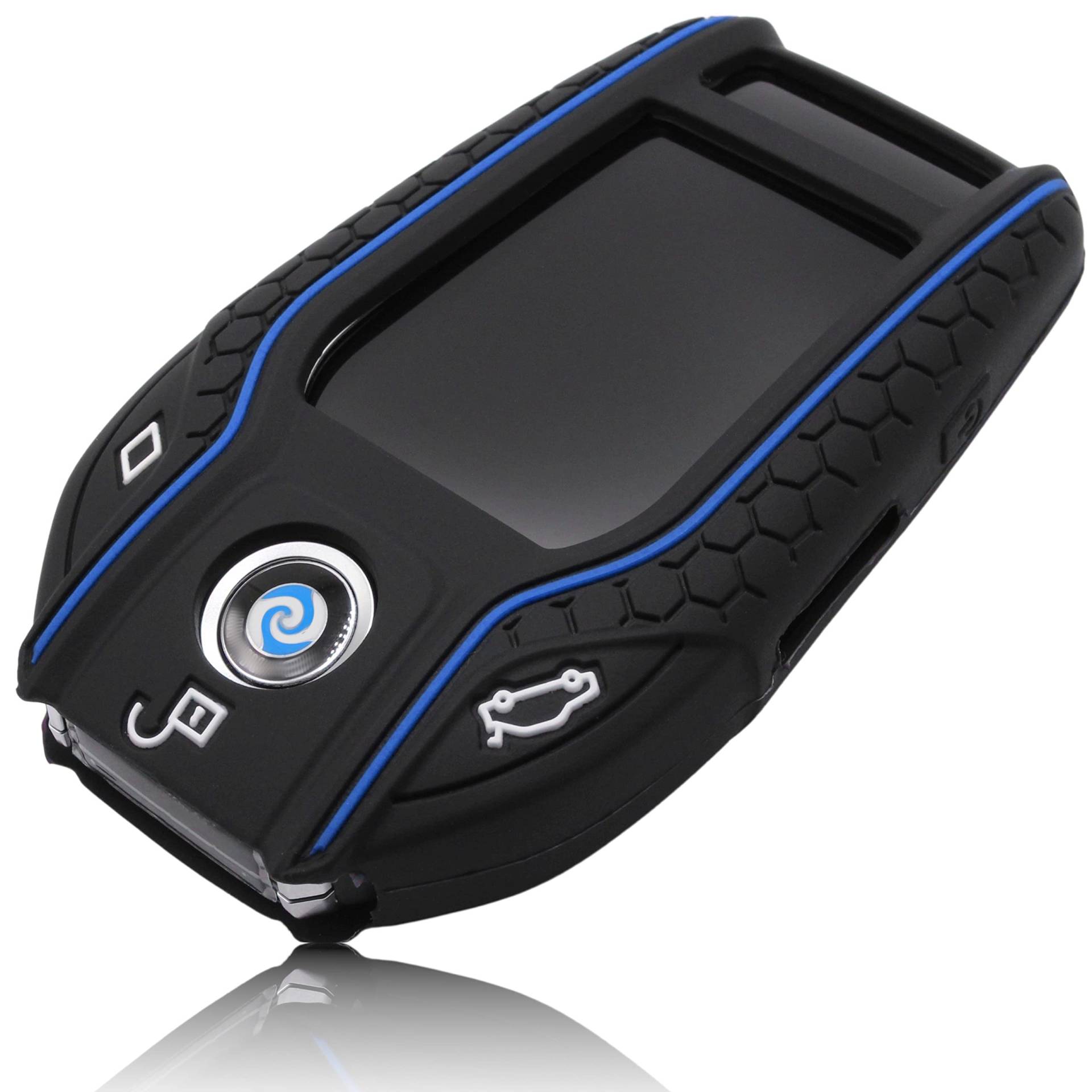 FOAMO Autoschlüssel Hülle Silikon kompatibel mit BMW Display Smart-Key IDG Schlüssel-Hülle Schutzhülle Cover in Schwarz-Blau von FOAMO