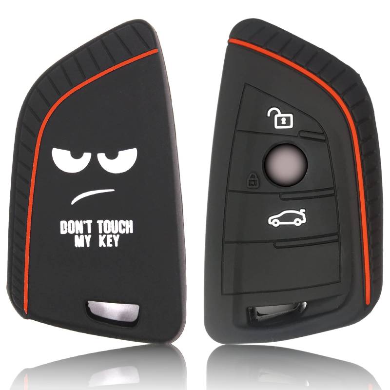 FOAMO Autoschlüssel Hülle kompatibel mit BMW 3-4-Tasten (nur Keyless-Go) - Silikon Schutzhülle Cover Schlüssel-Hülle in Don't Touch My Key von FOAMO