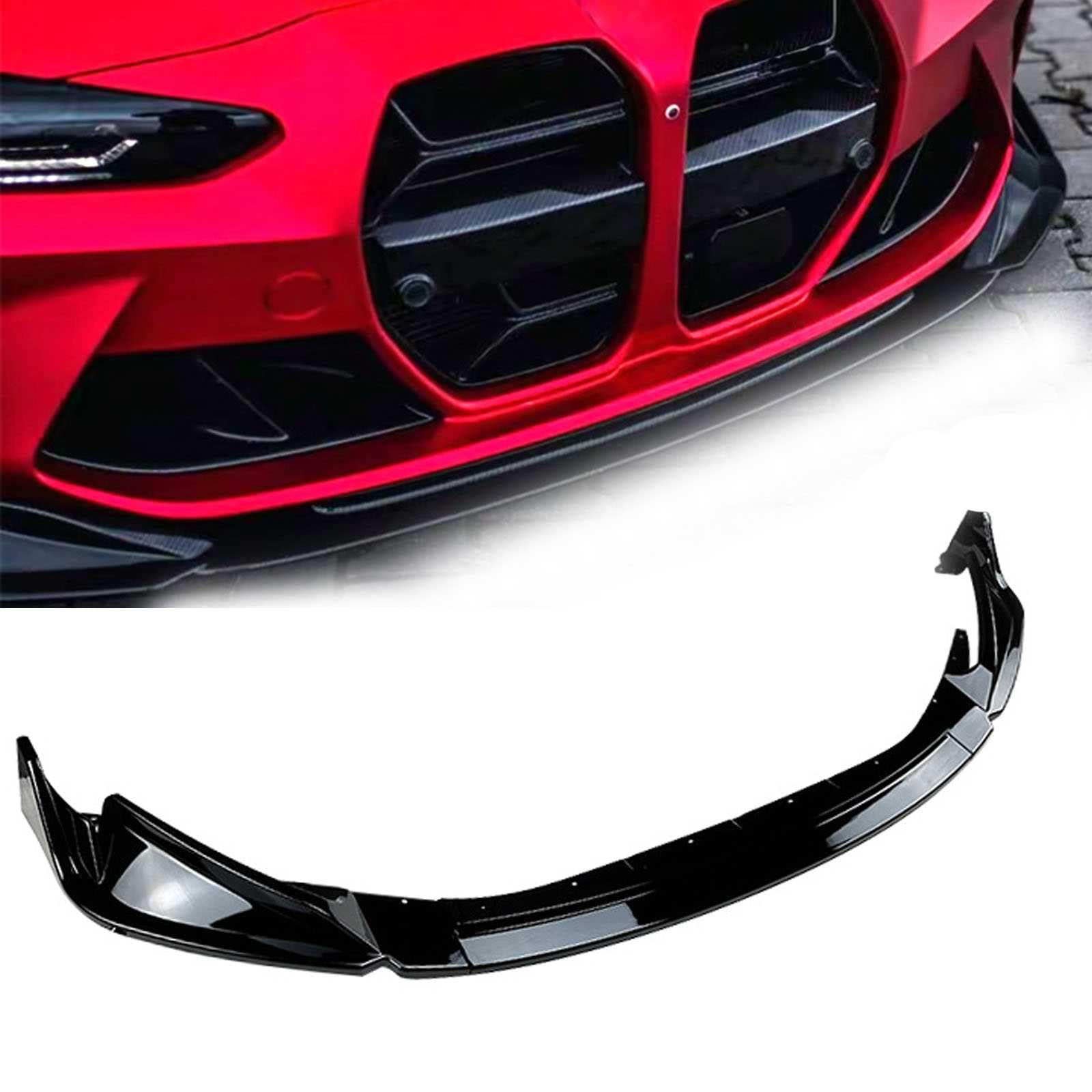 FODME Für M3 G80 M4 G82 2021+ Frontstoßstange, Auto Frontspoiler Lippe Universal Auto Frontstoßstange Frontlippe Spoilerlippe Diffusor, Autoantikollisionsschutz Body Kit Gemeinsam von FODME