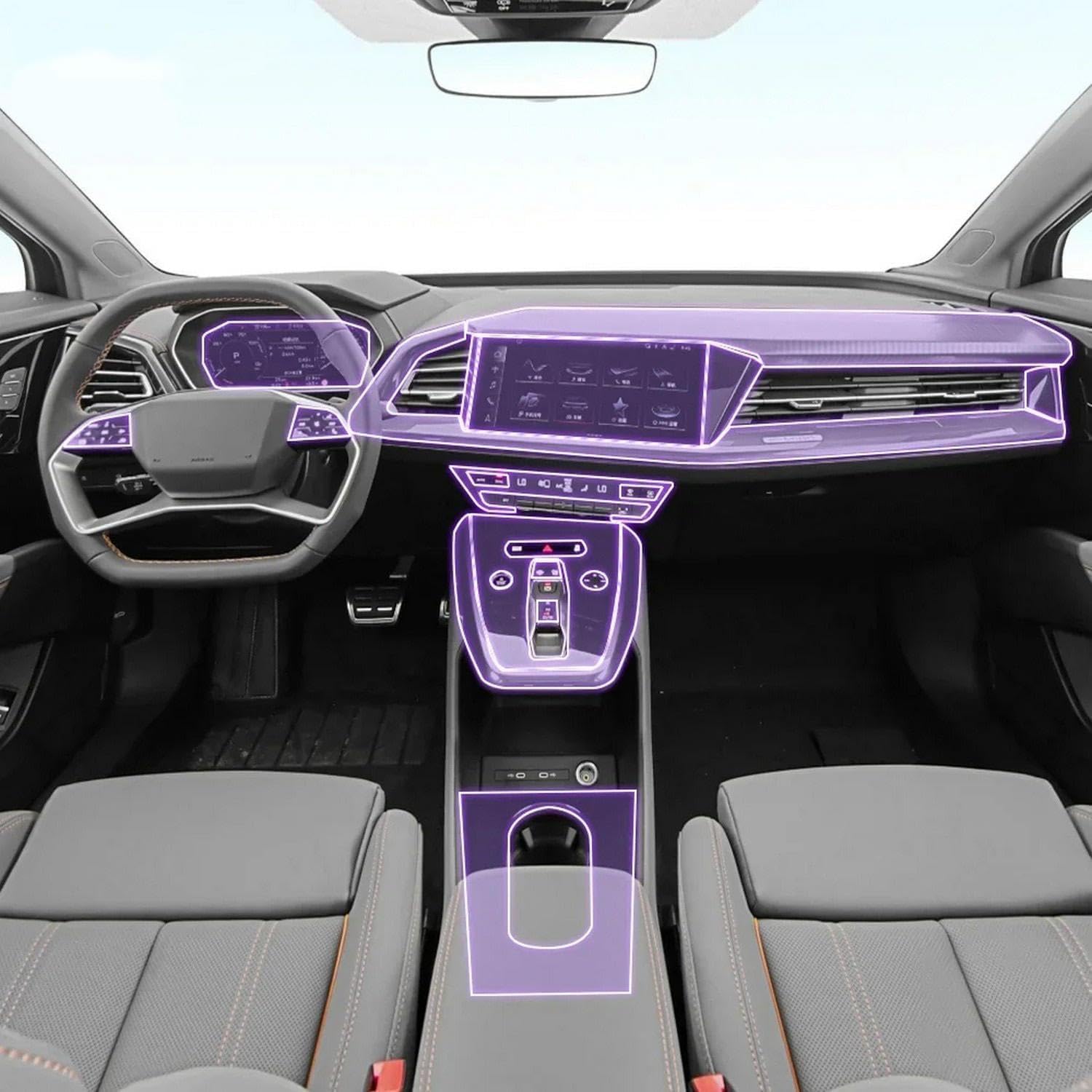 FOEBE Vorgeschnittene Auto-Innen-Mittelkonsole, transparente TPU-Schutzfolie, Anti-Kratz-Aufkleber, LCD-Bildschirm, PPF, für Audi Q4 e-tron 2022–2024 von FOEBE