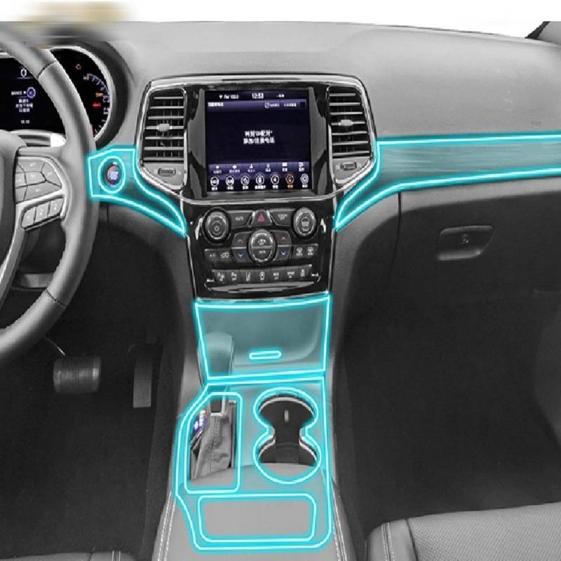 FOEBE Vorgeschnittene Auto-Innen-Mittelkonsole, transparente TPU-Schutzfolie, Anti-Kratz-Aufkleber, LCD-Bildschirm, PPF, für Jeep Grand Cherokee 2019–2023 von FOEBE