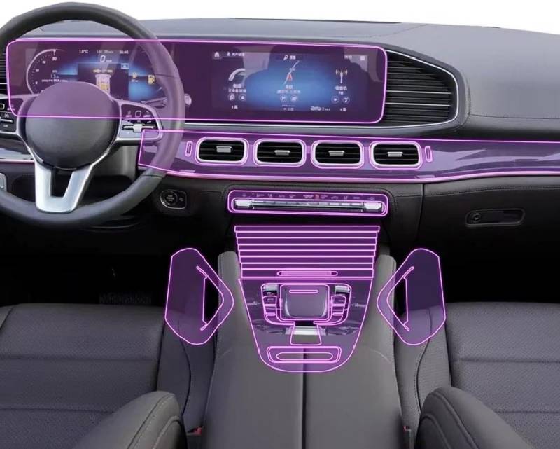 FOEBE Vorgeschnittene Auto-Innen-Mittelkonsole, transparente TPU-Schutzfolie, Anti-Kratz-Aufkleber, LCD-Bildschirm, PPF, für Mercedes Benz GLS X167 2021–2023 von FOEBE