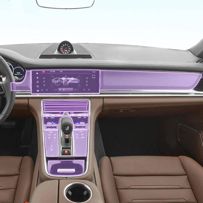 FOEBE Vorgeschnittene Auto-Innen-Mittelkonsole, transparente TPU-Schutzfolie, Anti-Kratz-Aufkleber, LCD-Bildschirm, PPF, für Porsche Panamera 2017–2023 von FOEBE