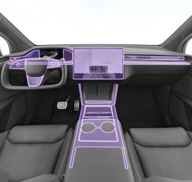 FOEBE Vorgeschnittene Auto-Innen-Mittelkonsole, transparente TPU-Schutzfolie, Anti-Kratz-Aufkleber, LCD-Bildschirm, PPF, für Tesla Model X 2016–2023 von FOEBE