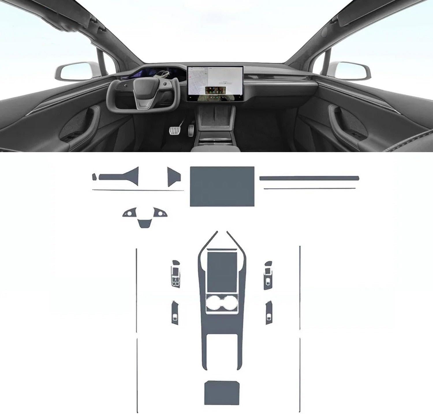 FOEBE Vorgeschnittene Auto-Innen-Mittelkonsole, transparente TPU-Schutzfolie, Anti-Kratz-Aufkleber, LCD-Bildschirm, PPF, für Tesla Model X 2016–2023 von FOEBE