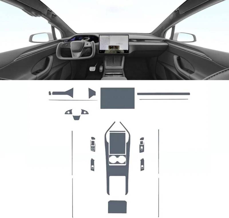 FOEBE Vorgeschnittene Auto-Innen-Mittelkonsole, transparente TPU-Schutzfolie, Anti-Kratz-Aufkleber, LCD-Bildschirm, PPF, für Tesla Model X 2016–2023 von FOEBE